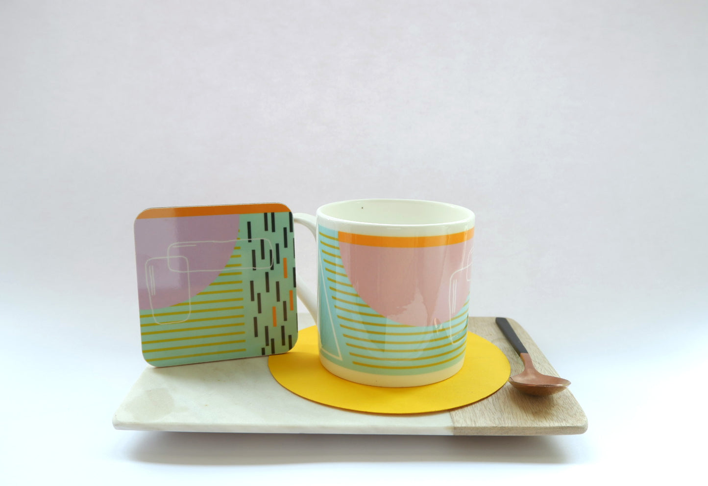 Blue Bone China Mug - Abstract Painting Collection