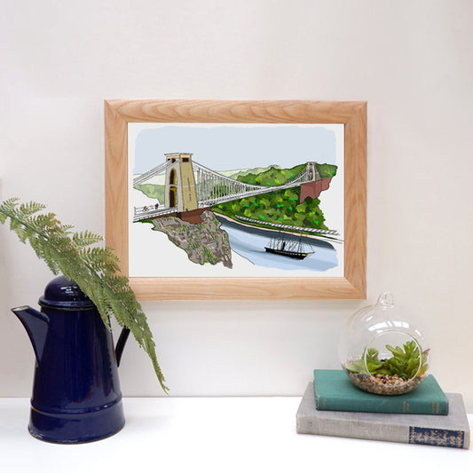 Bristol's Clifton Suspension Bridge and the ss Great Britain digital Print wall art