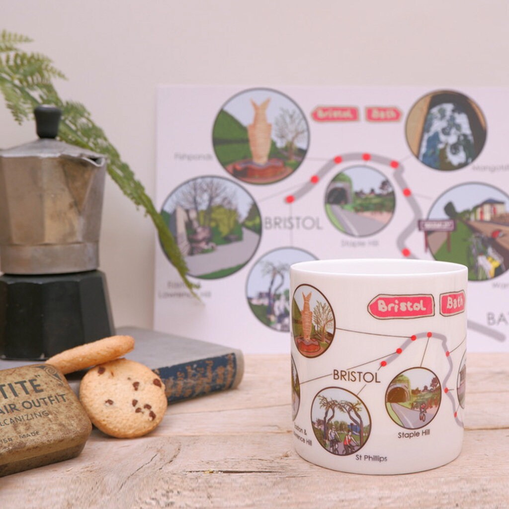 Bristol to Bath cycle path Bone China Mug | Bristol Mug | Bath mug | bone china mug | cycling mug | bike mug