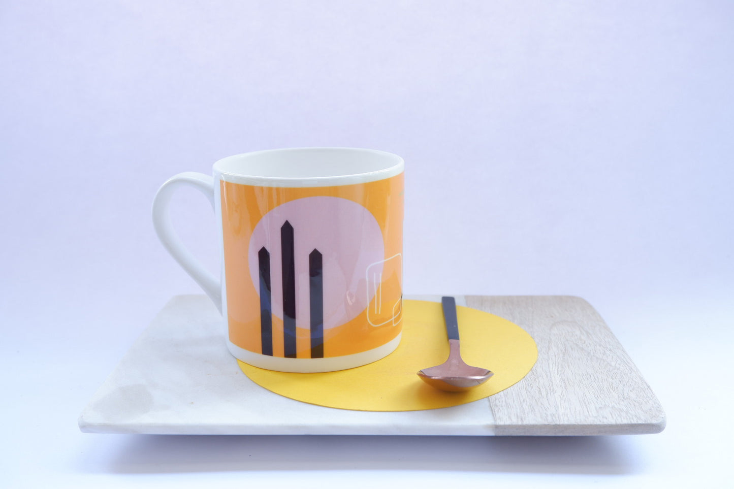 Orange Bone China Mug - Abstract Painting Collection