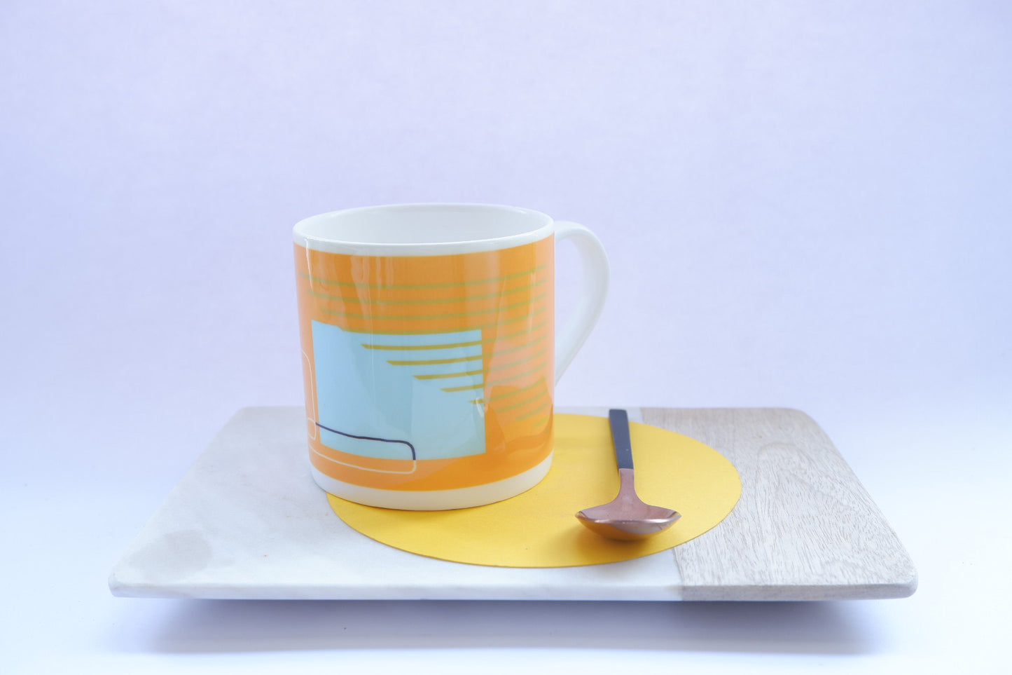 Orange Bone China Mug - Abstract Painting Collection
