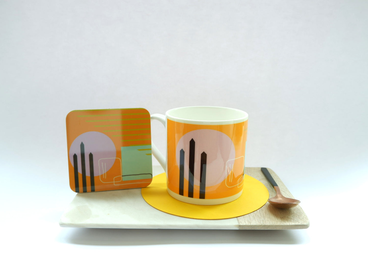 Abstract painting design coaster - Orange