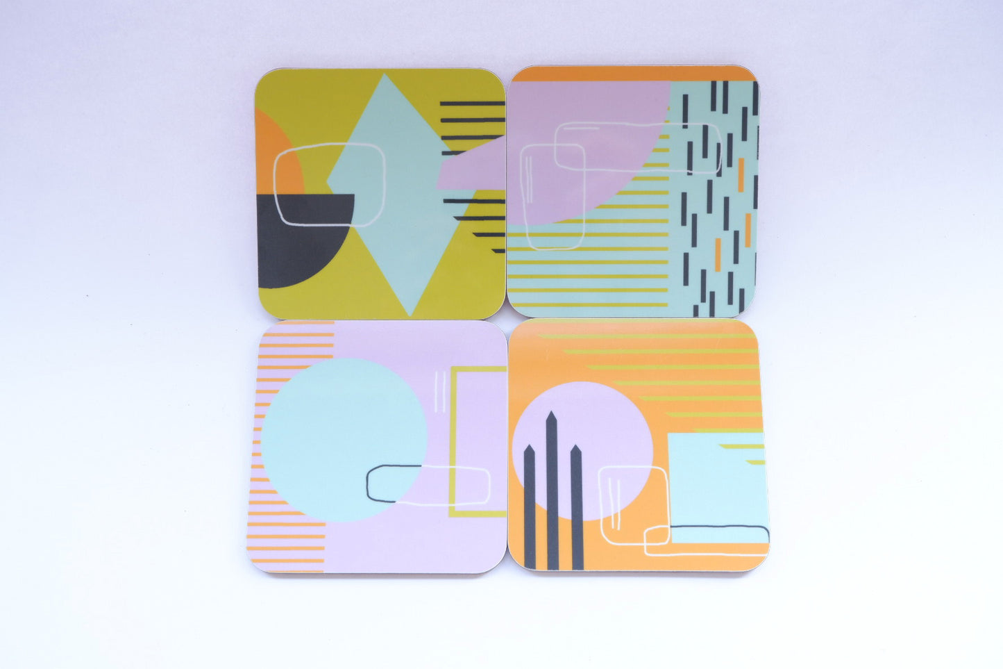 Abstract painting design coaster - Mustard