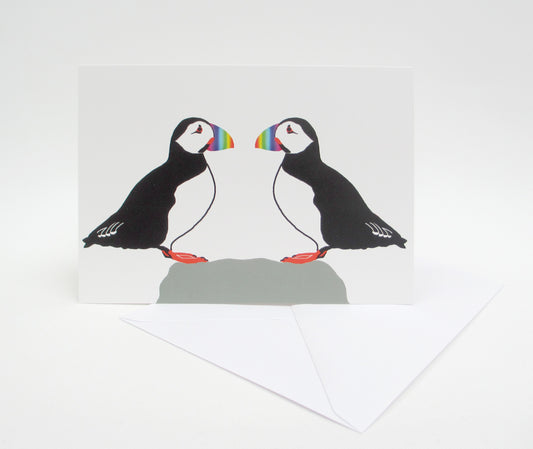 Puffins in Love Card