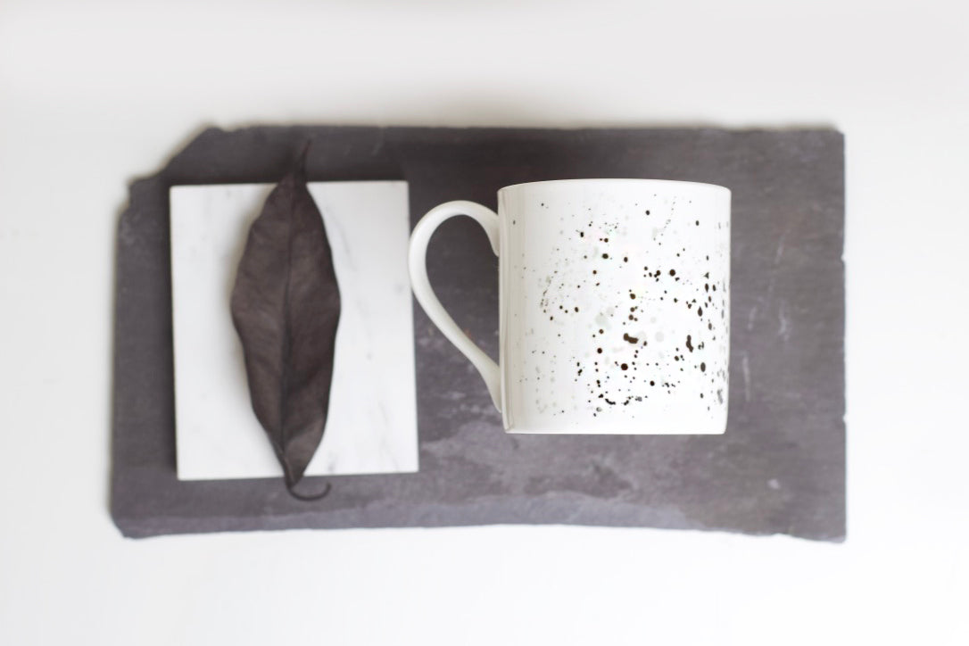 Black Splatter Bone China Mug