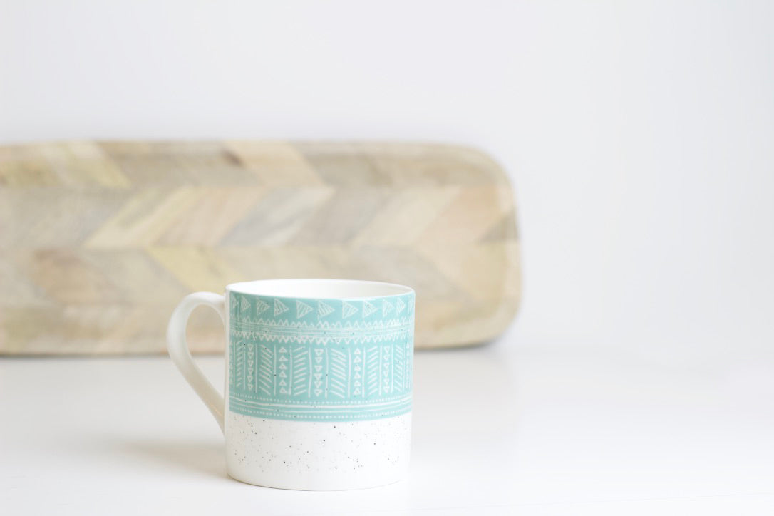 Sgraffito Ocean Bone China Mug