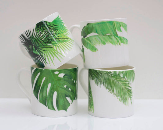 Set of Tropical Leaf Mugs