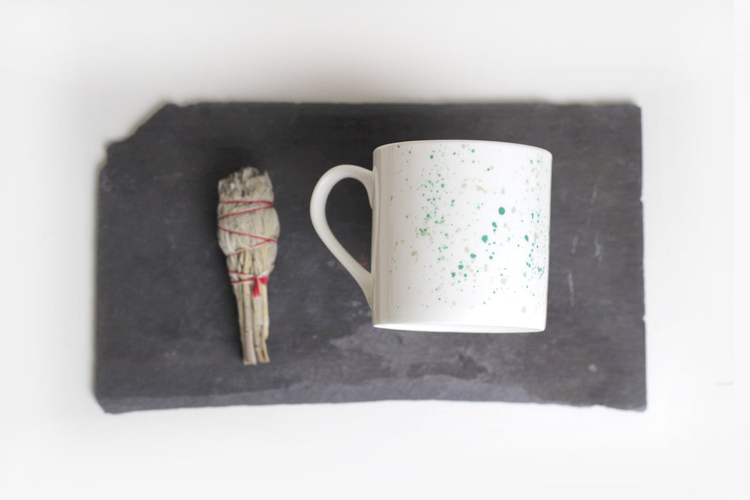 Teal Splatter Bone China Mug