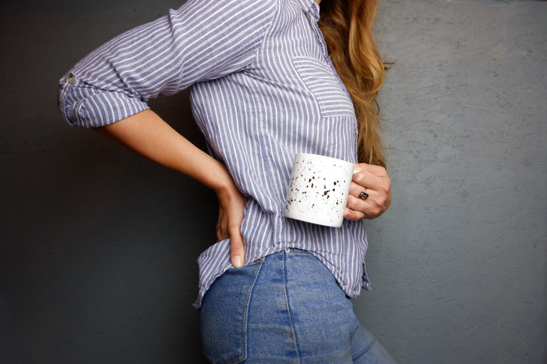 Black Splatter Bone China Mug