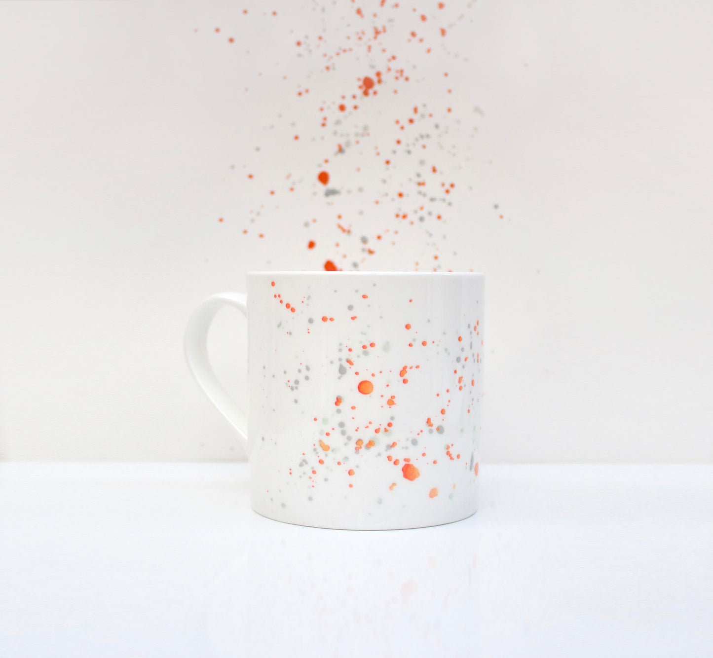 Orange Splatter Bone China Mug