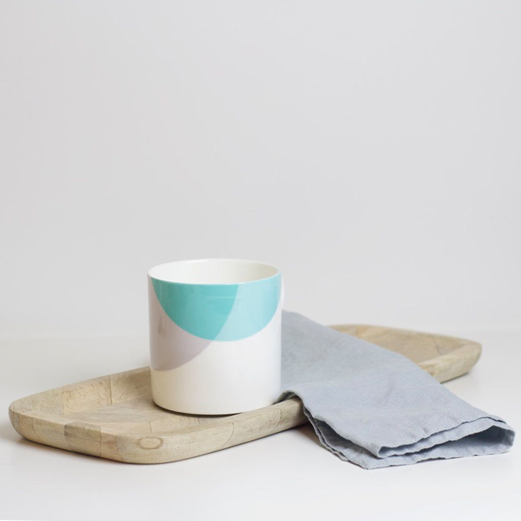 Teal|Grey Dip Bone China Mug