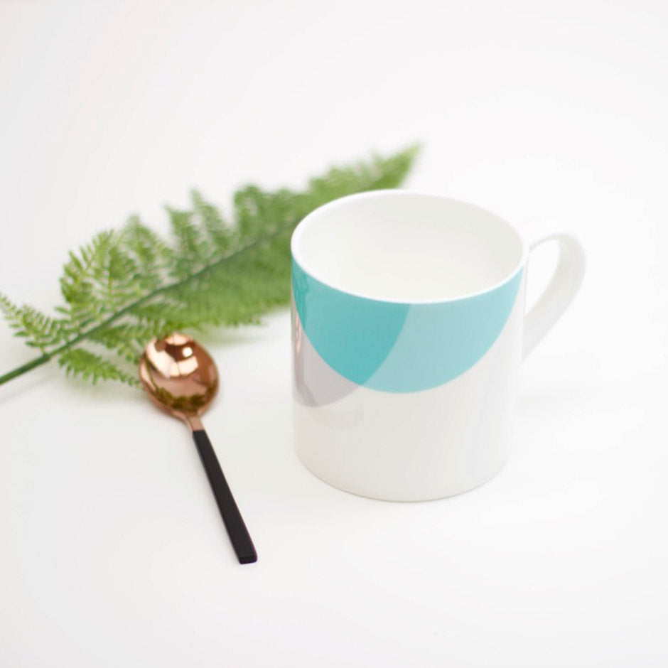 Teal|Grey Dip Bone China Mug