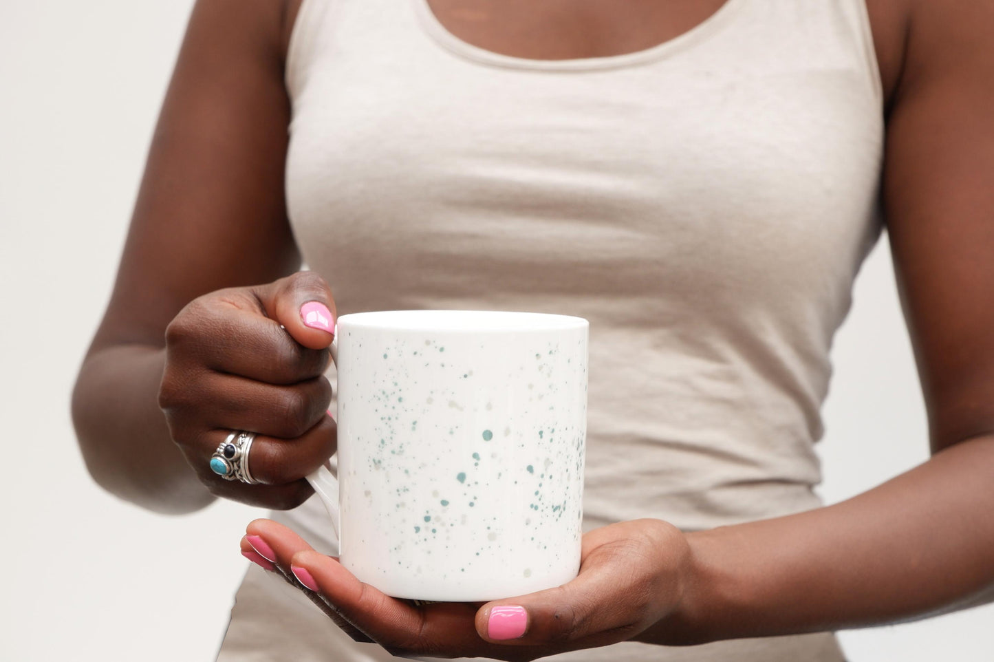 Teal Splatter Bone China Mug