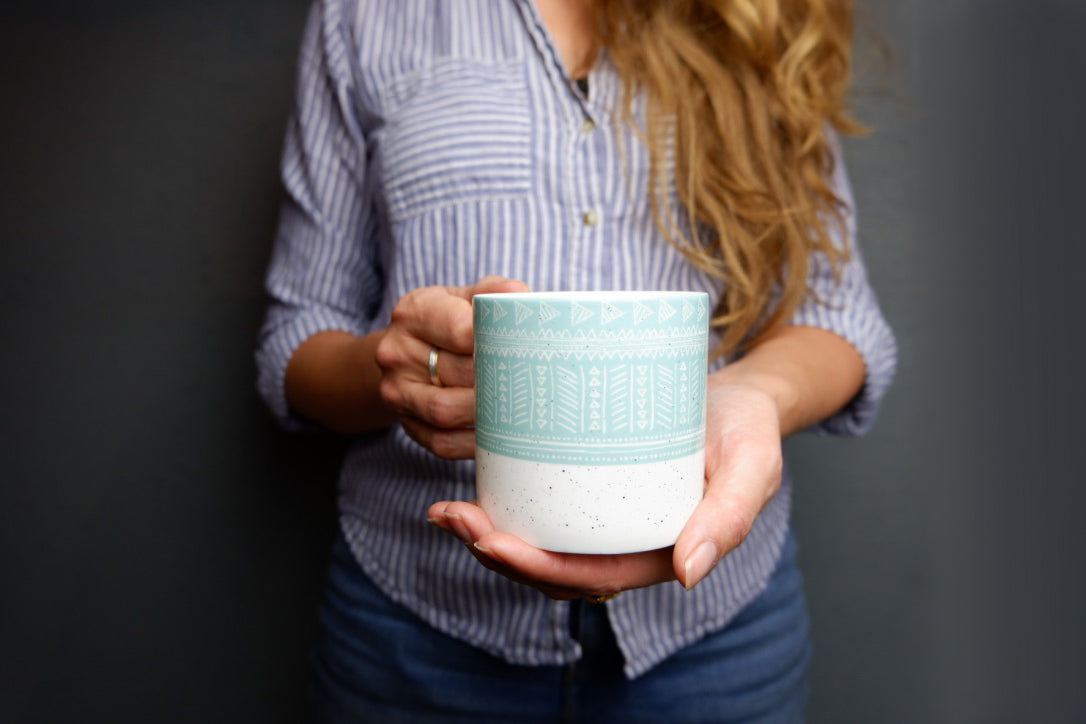 Sgraffito Ocean Bone China Mug