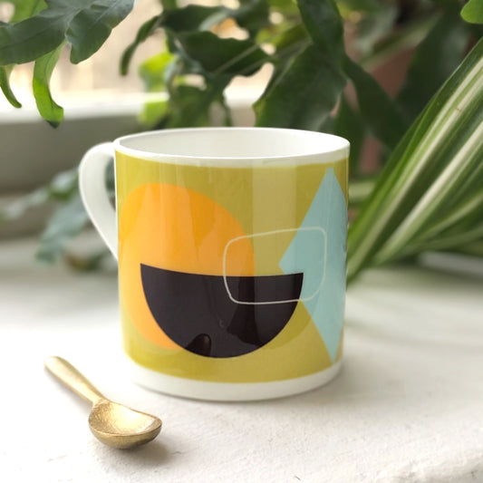 Mustard Bone China Mug - Abstract Painting Collection