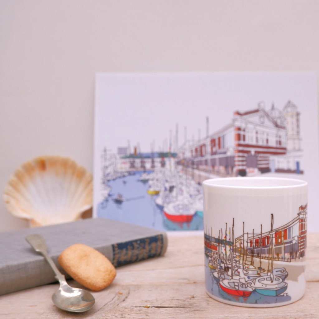 Bristol Harbourside Bone China Mug | Bristol Mug | Bone China Mug | Bristol Art | Bristol drawing | Bristol waterfront | Bristol Print