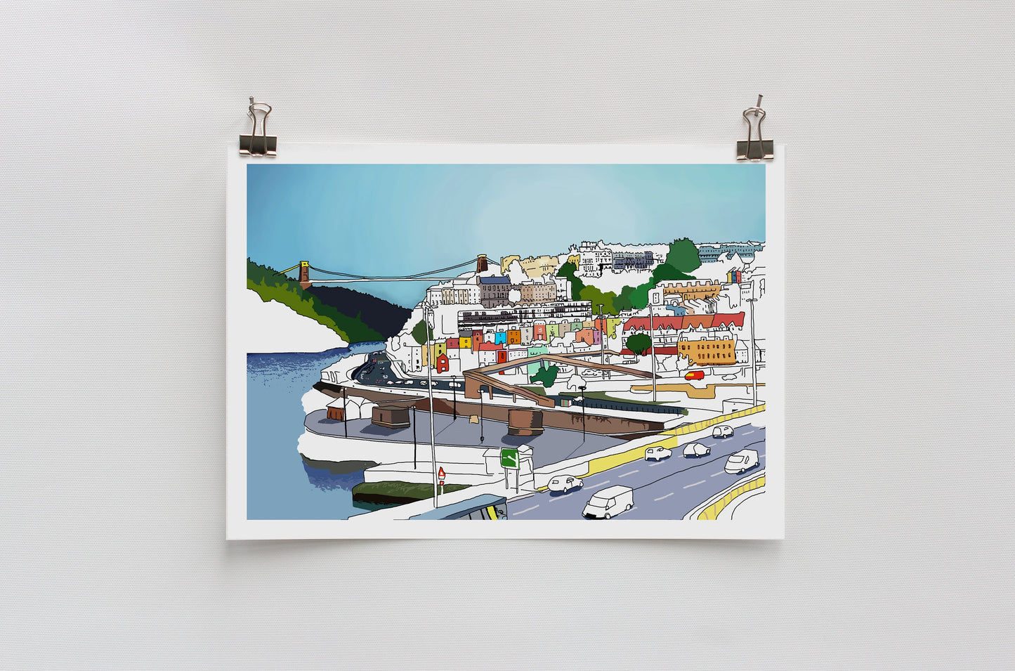Bristol Views over Clifton portway and the Suspension Bridge Print