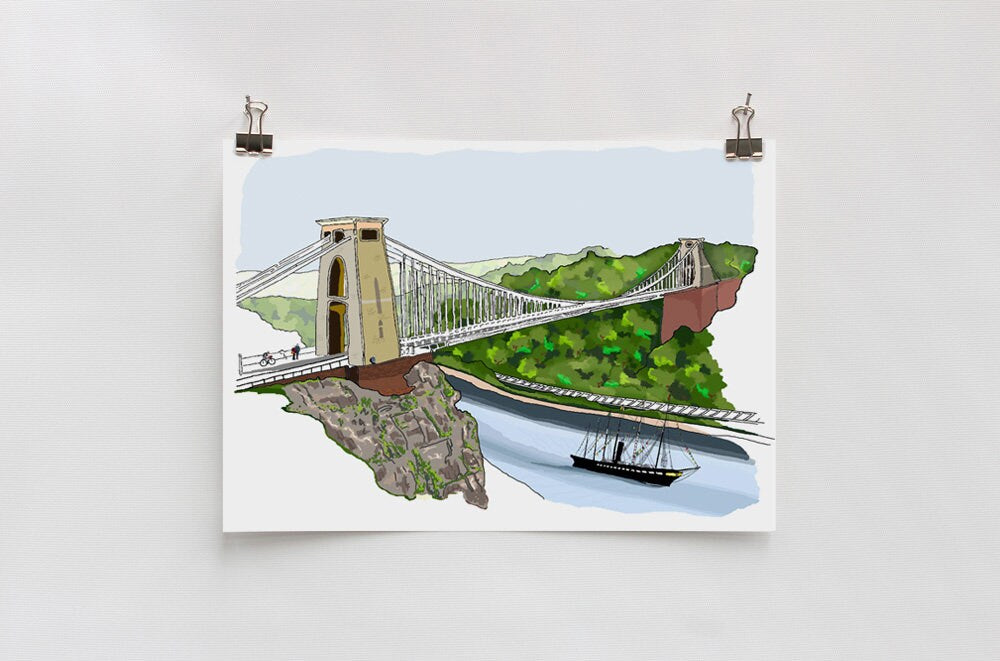Bristol's Clifton Suspension Bridge and the ss Great Britain digital Print wall art