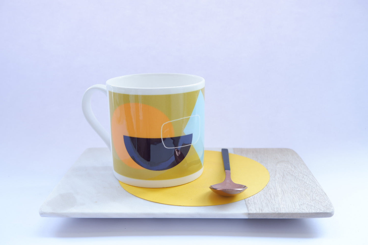 Mustard Bone China Mug - Abstract Painting Collection