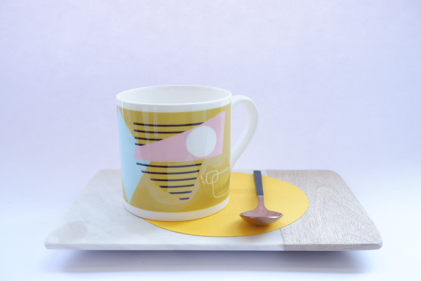 Mustard Bone China Mug - Abstract Painting Collection