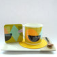 Mustard Bone China Mug - Abstract Painting Collection