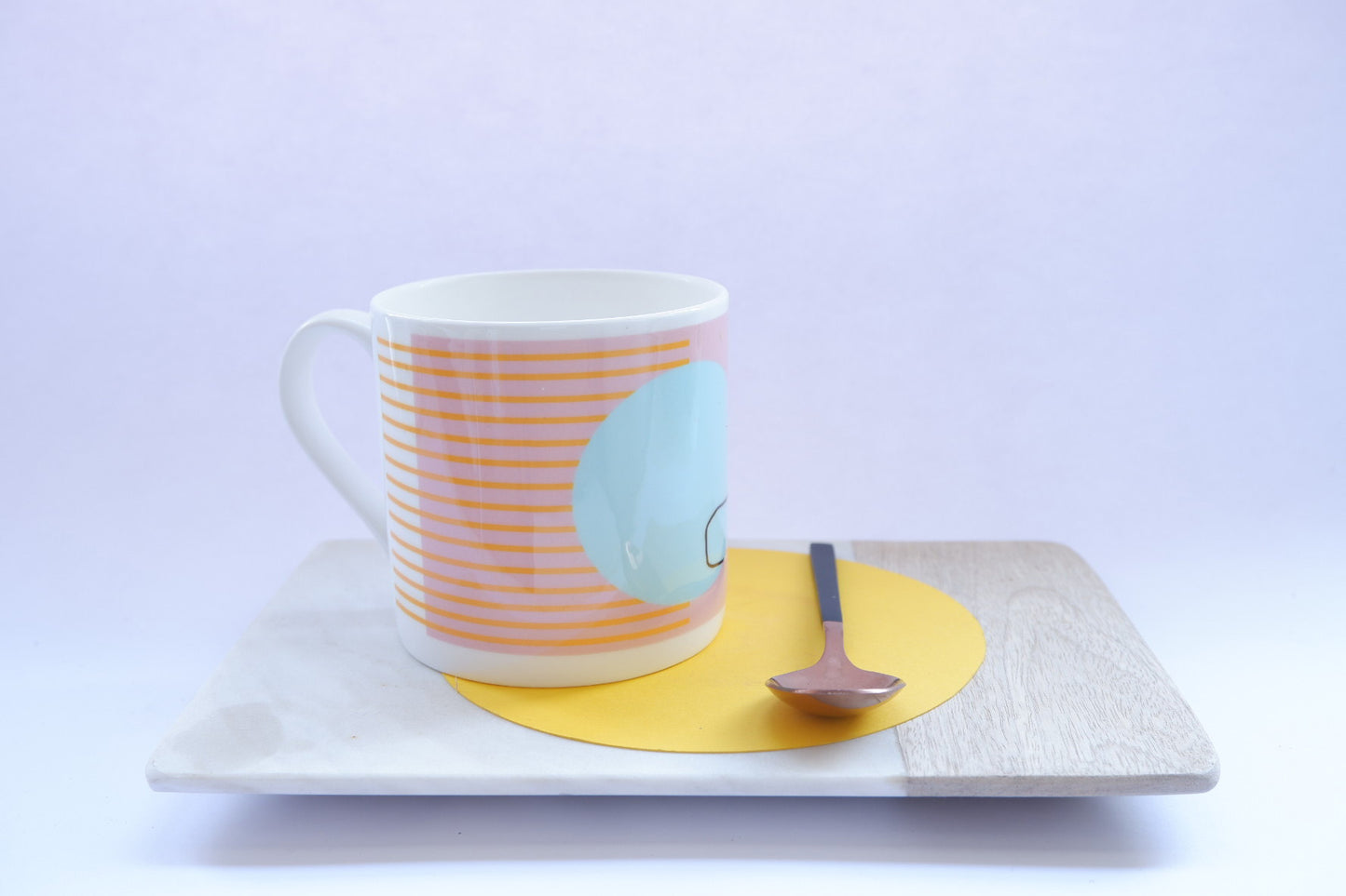 Pink Bone China Mug - Abstract Painting Collection