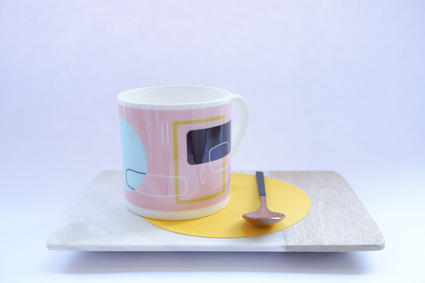 Pink Bone China Mug - Abstract Painting Collection