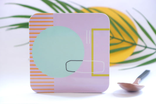 Abstract painting design coaster - Pink