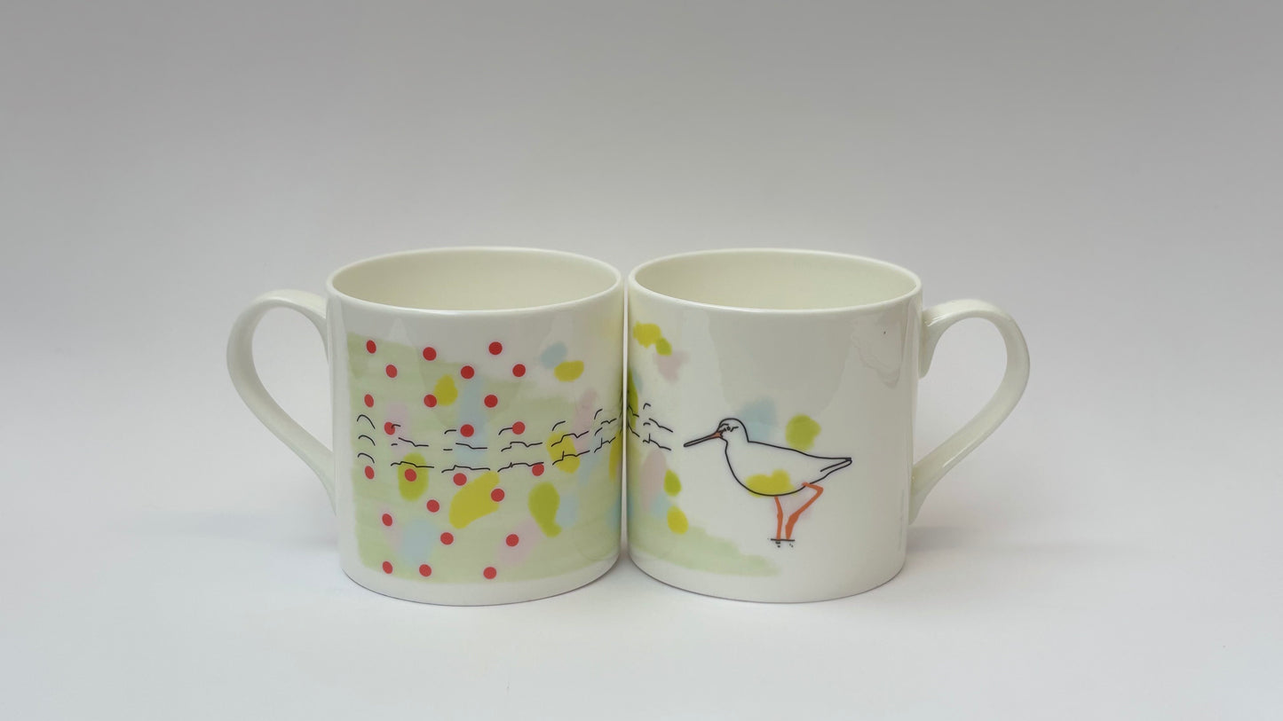 Red Shank Song Bone China Mug