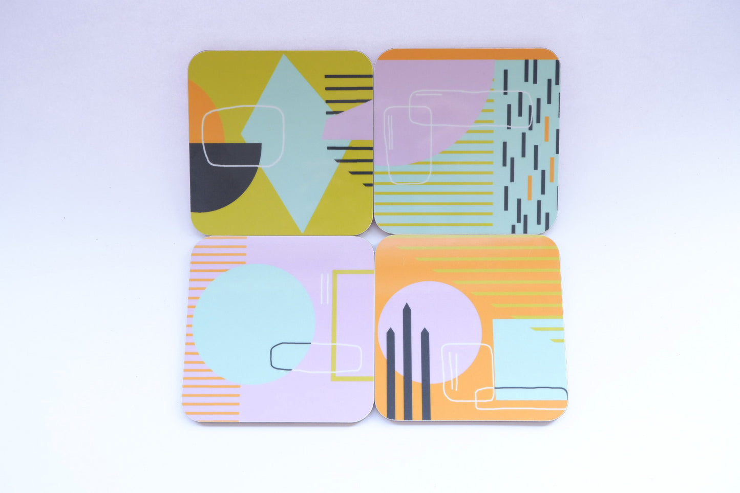 Abstract painting design coaster - Pink