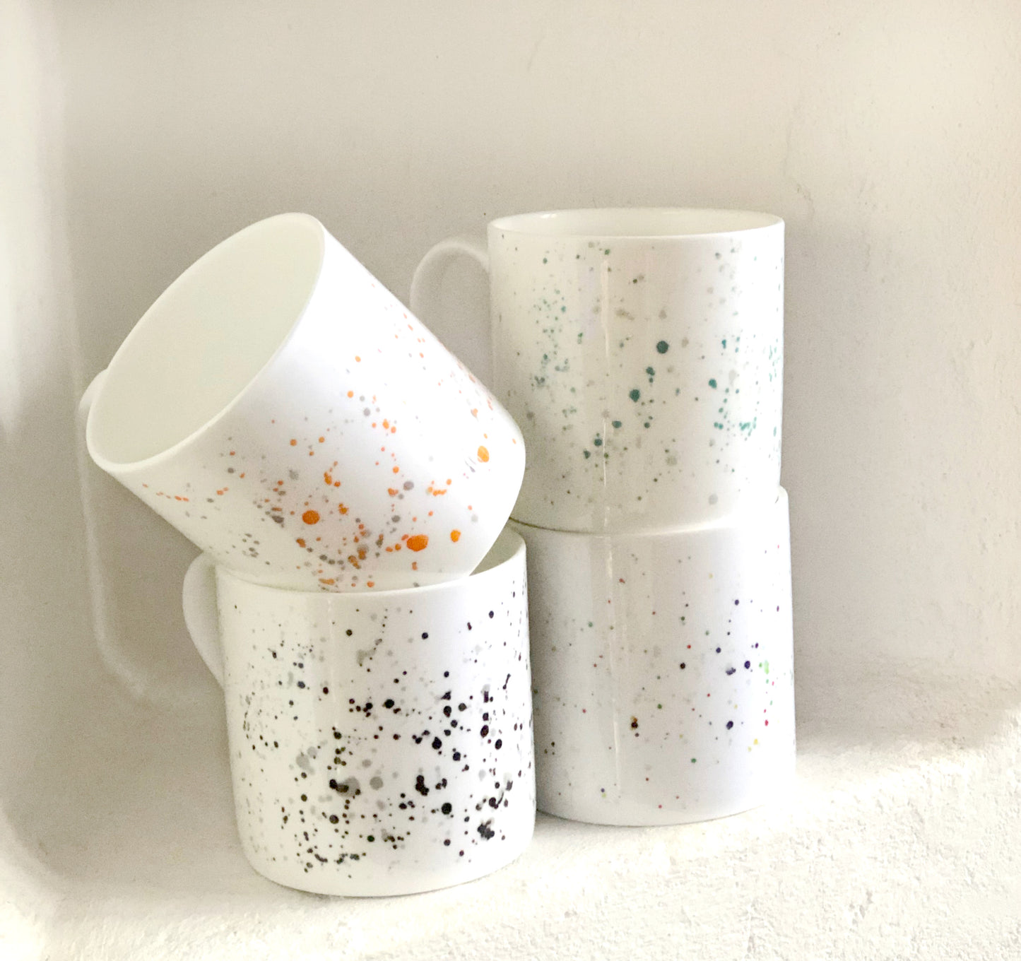 Orange Splatter Bone China Mug