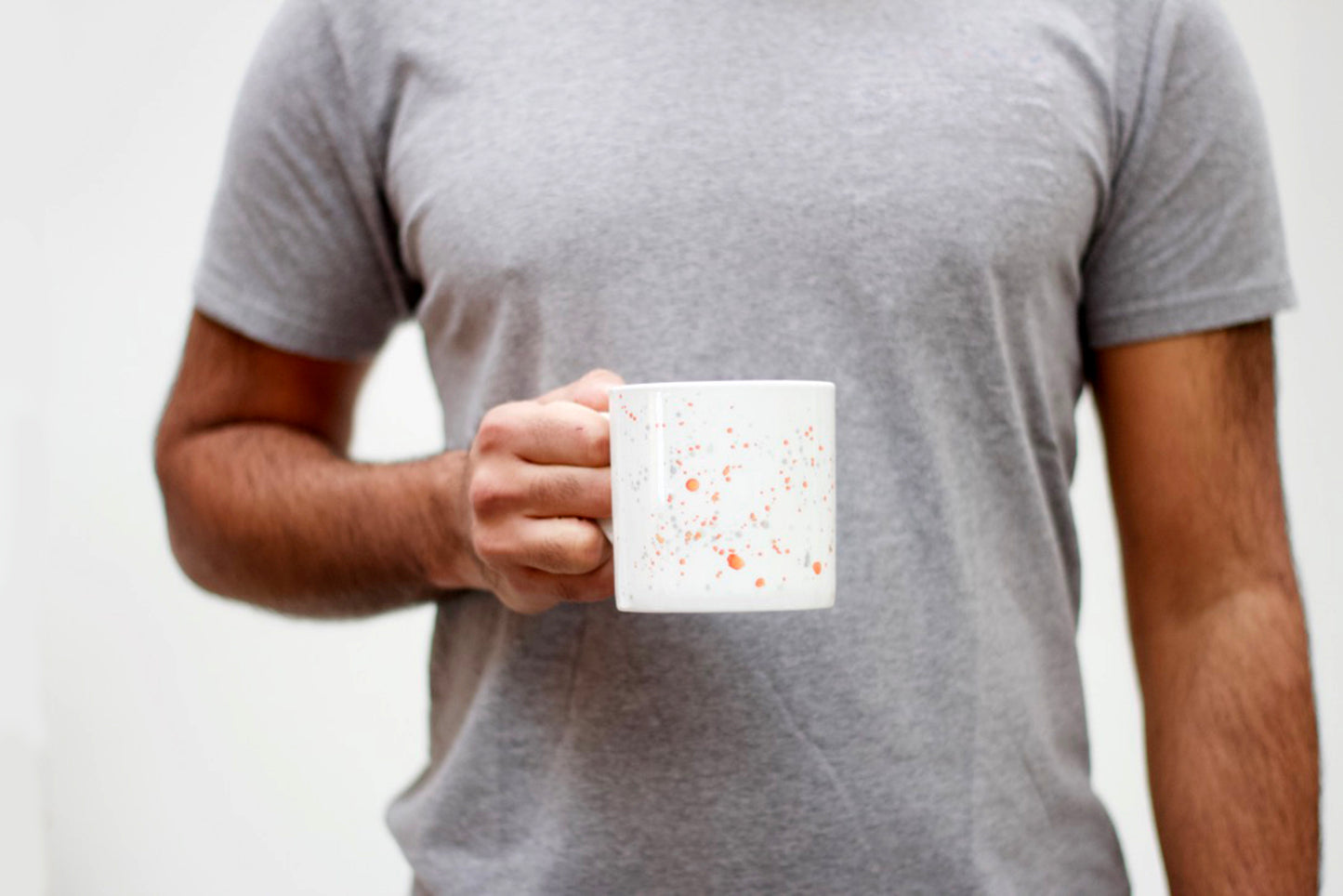 Orange Splatter Bone China Mug