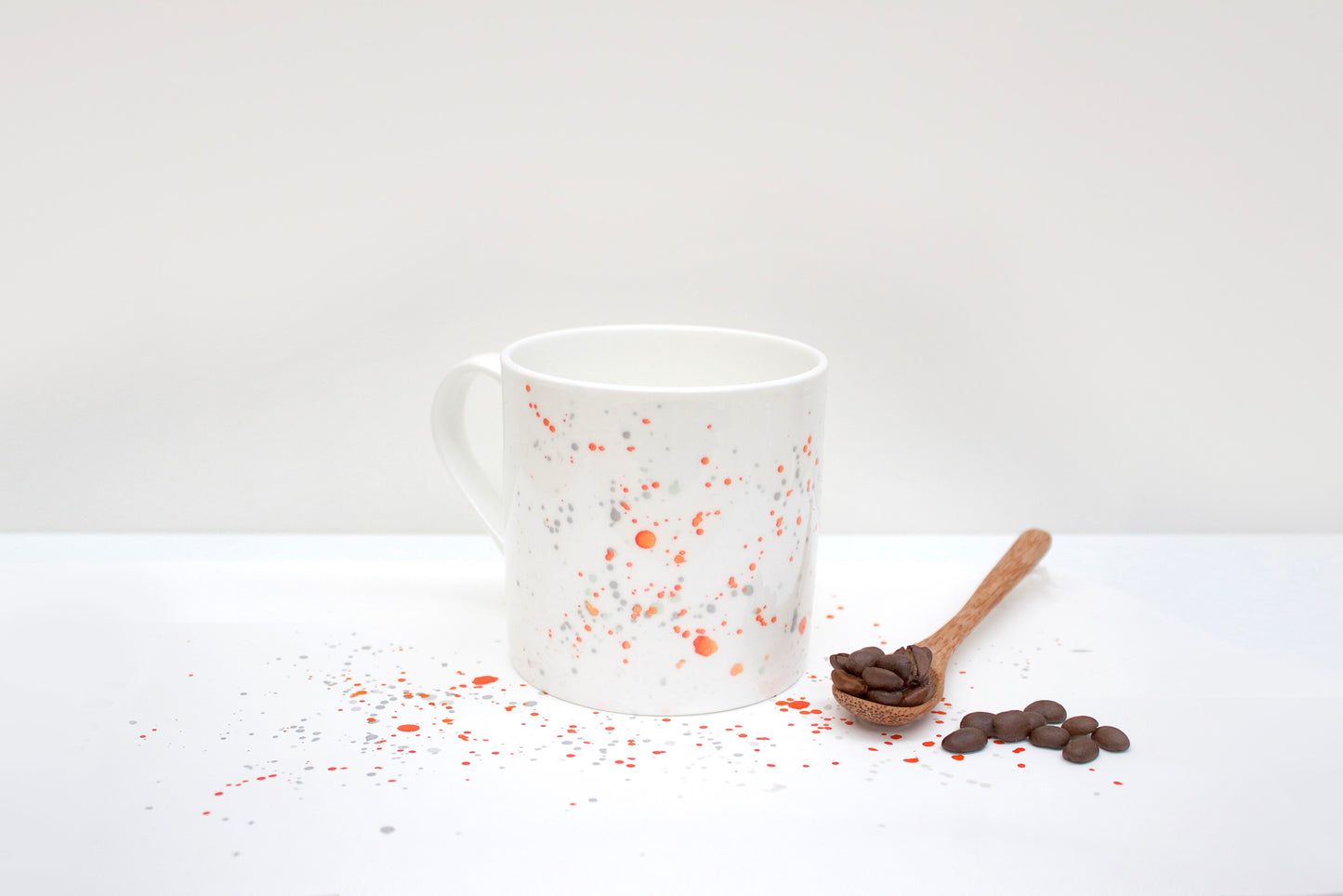 Orange Splatter Bone China Mug