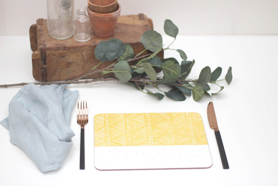 Set of Sgraffito Style Placemats
