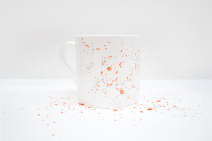Orange Splatter Bone China Mug