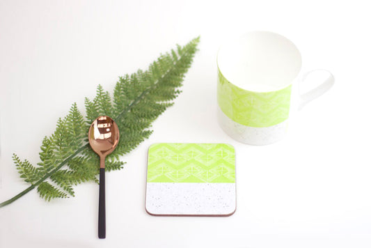 Sgraffito Lime Leaf Coaster