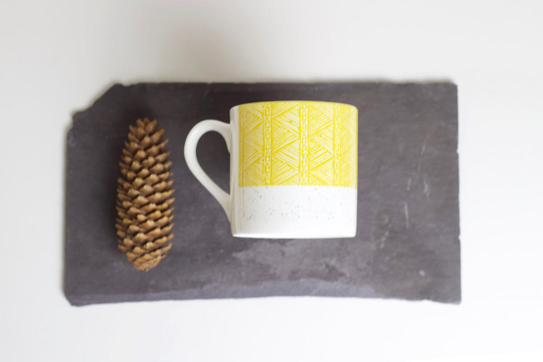 Sgraffito Orange Sand Bone China Mug