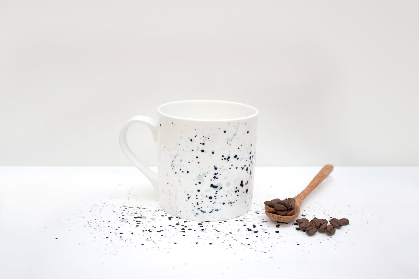 Black Splatter Bone China Mug