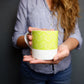 Sgraffito Lime Leaf Bone China Mug