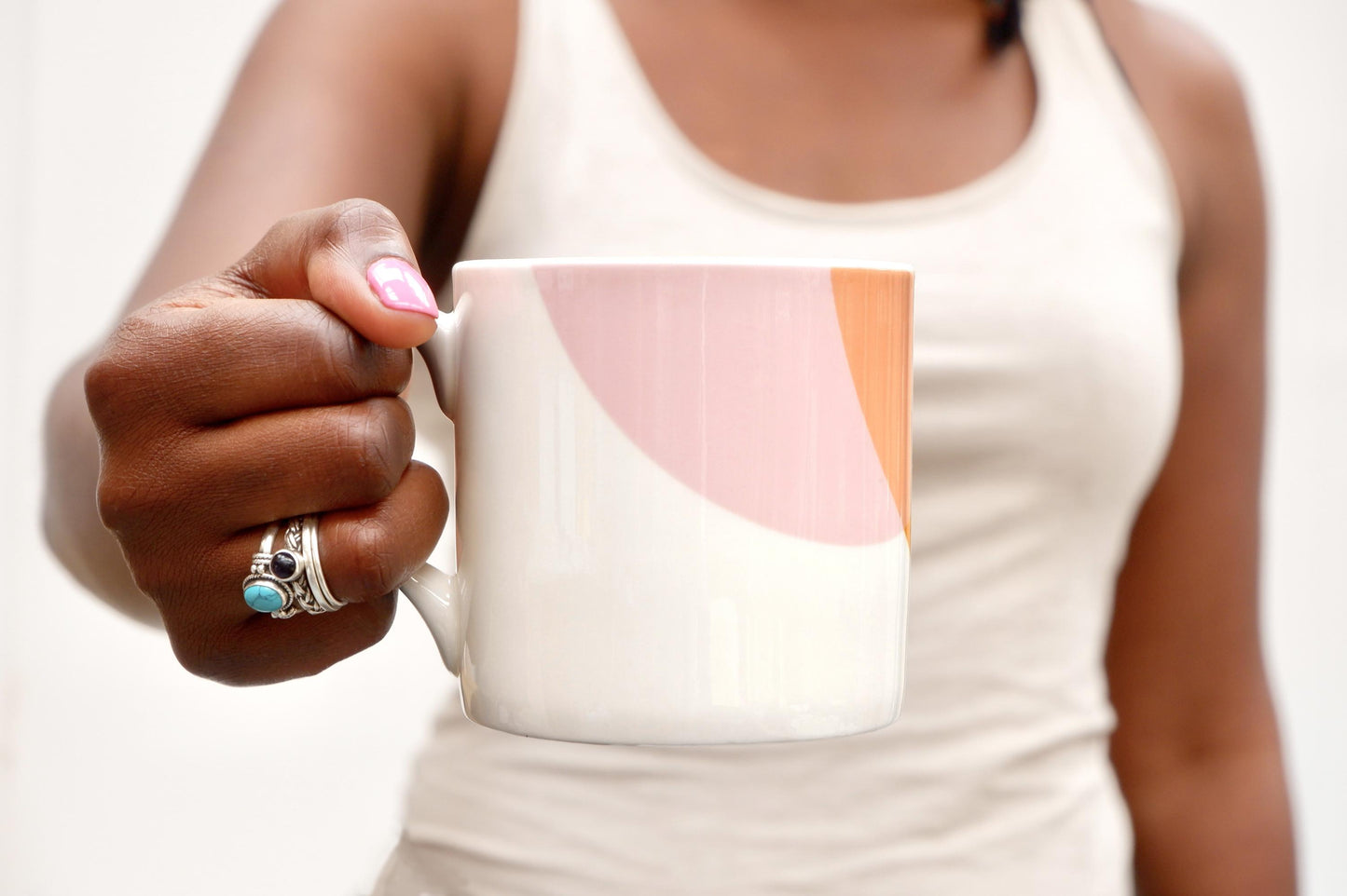Orange|Pink Dip bone china mug