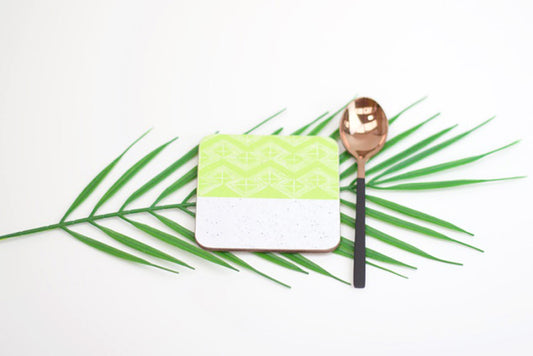 Sgraffito Lime Leaf Coaster