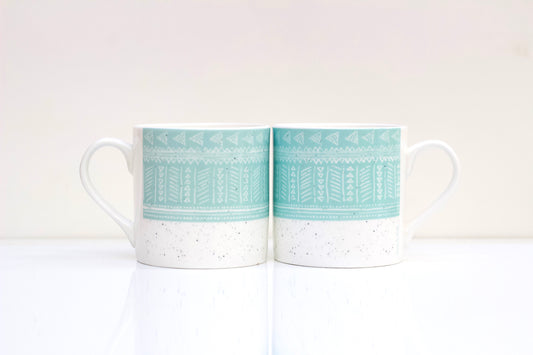 Sgraffito Ocean Bone China Mug