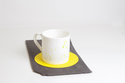 Yellow Splatter Bone China Mug