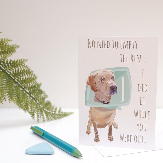 Dog Bin Greetings Card