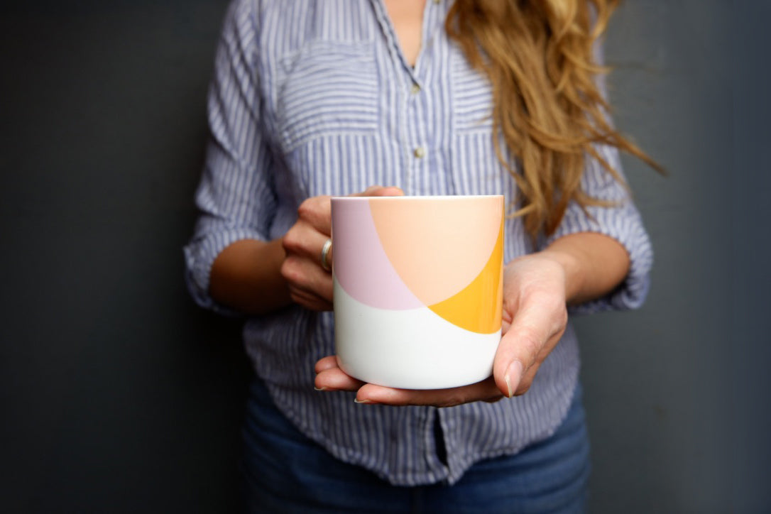 Orange|Pink Dip bone china mug