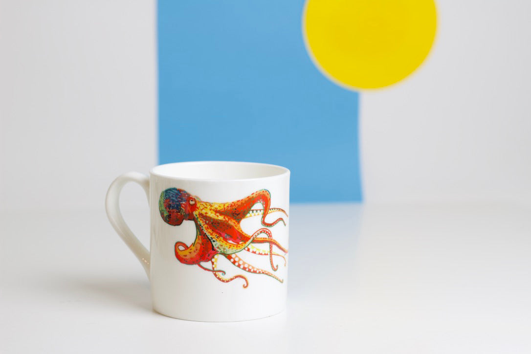 Set of Underwater Animal Bone China Mugs