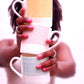 Sgraffito Orange Sand Bone China Mug