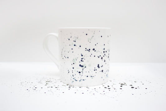 Black Splatter Bone China Mug