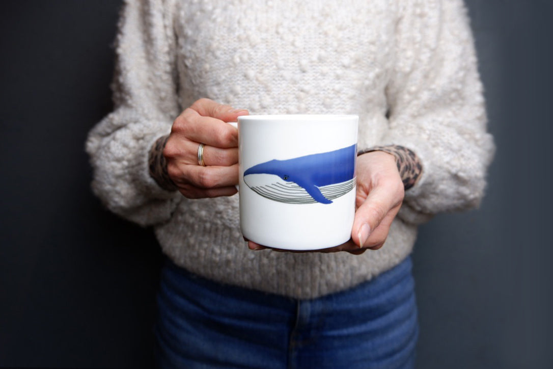 Blue Whales Bone China Mug