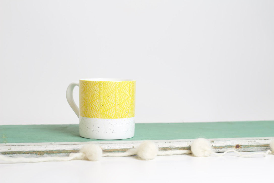 Sgraffito Orange Sand Bone China Mug
